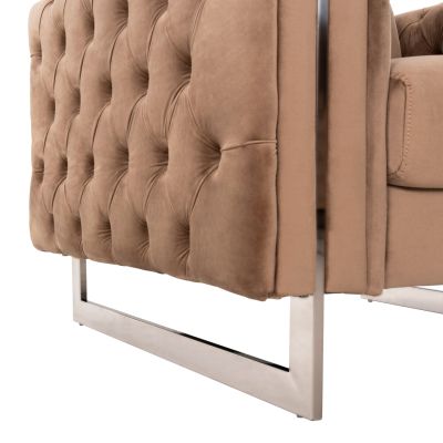 ARMCHAIR t.CHESTERFIELD MOBAR HM3261.03 VELVET BEIGE-METAL LEGS 99x86,5x77Hcm.