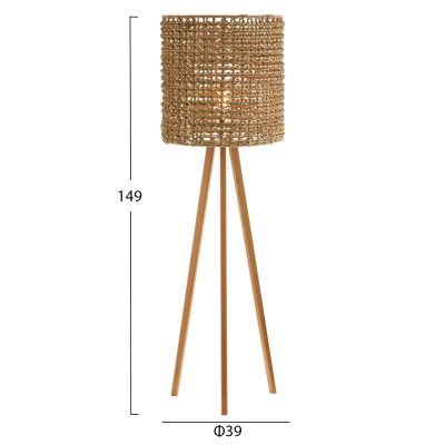 FLOOR STANDING LAMP HM4352 RUBBERWOOD-RATTAN-SEAGRASS IN NATURAL Φ36x149.5Hcm.