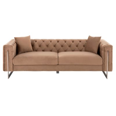 SOFA 3-SEATER t.CHESTERFIELD MOBAR HM3263.03 BEIGE VELVET-METAL LEGS 212x87x68H cm.