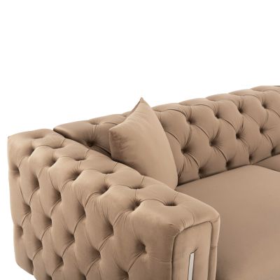 SOFA 3-SEATER t.CHESTERFIELD MOBAR HM3263.03 BEIGE VELVET-METAL LEGS 212x87x68H cm.