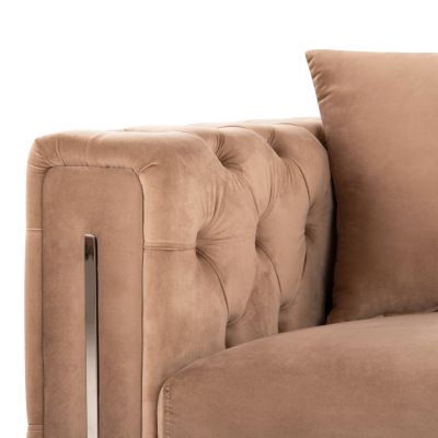 SOFA 3-SEATER t.CHESTERFIELD MOBAR HM3263.03 BEIGE VELVET-METAL LEGS 212x87x68H cm.