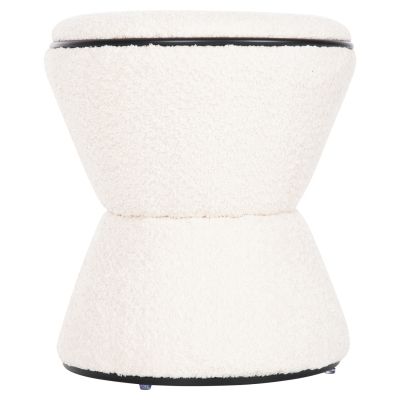 STOOL ROUND LINNER HM9604.06 BOUCLE FABRIC ECRU-BLACK DETAIL D38x44 cm.