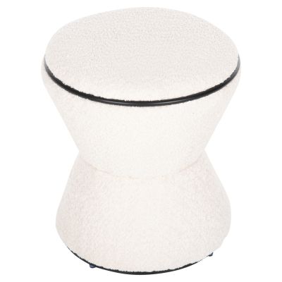 STOOL ROUND LINNER HM9604.06 BOUCLE FABRIC ECRU-BLACK DETAIL D38x44 cm.