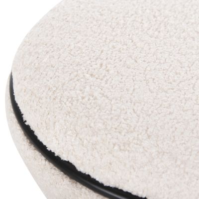 STOOL ROUND LINNER HM9604.06 BOUCLE FABRIC ECRU-BLACK DETAIL D38x44 cm.