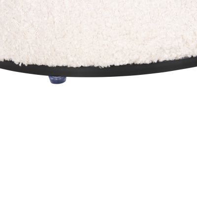 STOOL ROUND LINNER HM9604.06 BOUCLE FABRIC ECRU-BLACK DETAIL D38x44 cm.