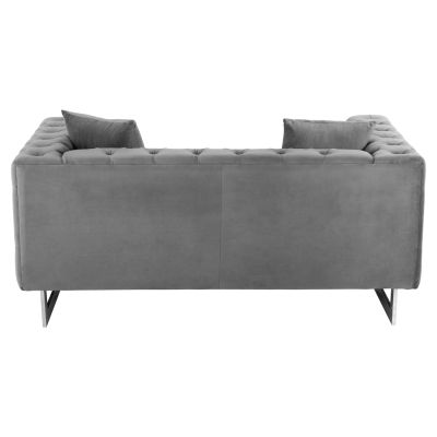 SOFA 2-SEATER t.CHESTERFIELD MOBAR HM3262.01 GREY VELVET-METAL LEGS 154x85x68Hcm.