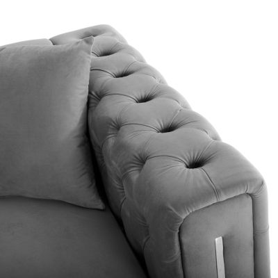 SOFA 2-SEATER t.CHESTERFIELD MOBAR HM3262.01 GREY VELVET-METAL LEGS 154x85x68Hcm.