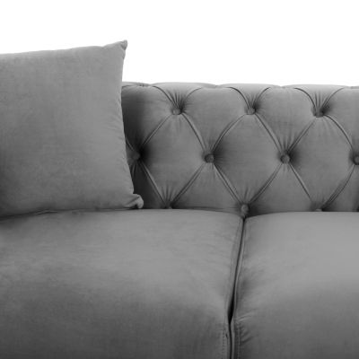 SOFA 2-SEATER t.CHESTERFIELD MOBAR HM3262.01 GREY VELVET-METAL LEGS 154x85x68Hcm.