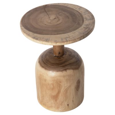 SIDE TABLE ROUND PUMBE HM9891 SOLID SUAR WOOD IN NATURAL COLOR Φ38,5x51,5Hcm.