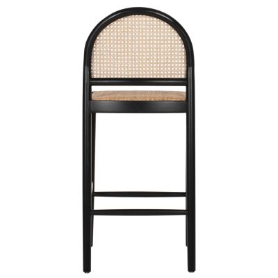 BAR STOOL BEECH WOOD BLACK RATTAN BEIGE 46Χ48Χ94Hcm.HM9408.02