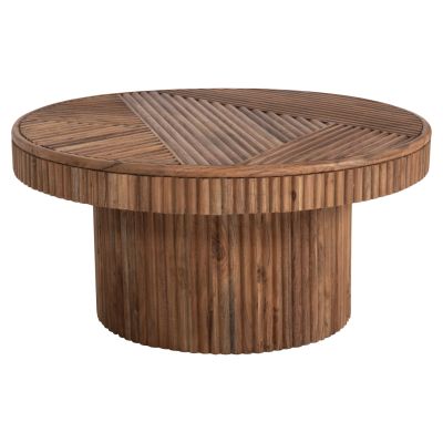 COFFEE TABLE ROUND RANNE HM9694 SOLID ACACIA WOOD IN NATURAL COLOR Φ80x38Hcm.