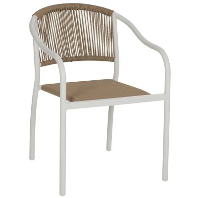 ARMCHAIR ALUMINUM WHITE WITH PE RATTAN WICKER HM5856.01 57x63x80Hcm.