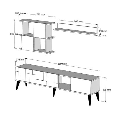 LIVING ROOM COMPOSITION HM11846.03 2PCS WALNUT-WHITE MARBLE LOOK