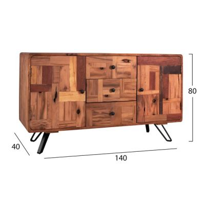 Buffet HM8382 Jaida from wood mango & metallic legs 140x40x80cm