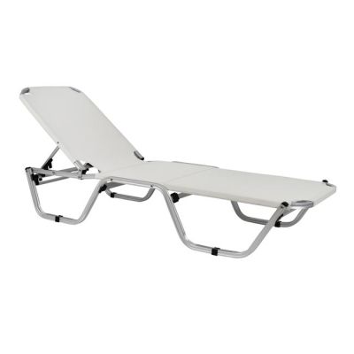 Professional Sunbed Aluminum HM5071.03 White 195x53-60x30 cm