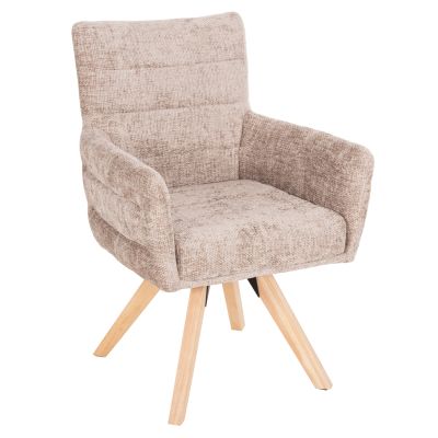 DINING ARMCHAIR GAZER HM9845.04 BEIGE FABRIC-RUBBERWOOD LEGS 66x63x91Hcm.