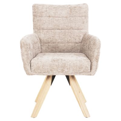 DINING ARMCHAIR GAZER HM9845.04 BEIGE FABRIC-RUBBERWOOD LEGS 66x63x91Hcm.