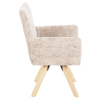 DINING ARMCHAIR GAZER HM9845.04 BEIGE FABRIC-RUBBERWOOD LEGS 66x63x91Hcm.