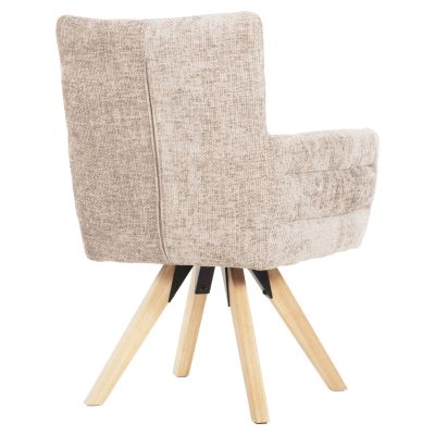 DINING ARMCHAIR GAZER HM9845.04 BEIGE FABRIC-RUBBERWOOD LEGS 66x63x91Hcm.