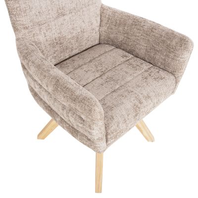 DINING ARMCHAIR GAZER HM9845.04 BEIGE FABRIC-RUBBERWOOD LEGS 66x63x91Hcm.