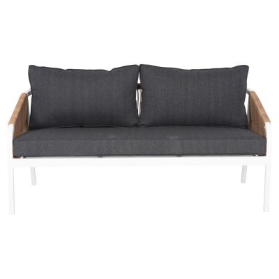 OUTDOOR SOFA 3-SEATER MAERLY HM6055.01 ALUMINUM IN WHITE-DARK BEIGE SYNTHETIC ROPE-ANTHRACITE CUSHIONS