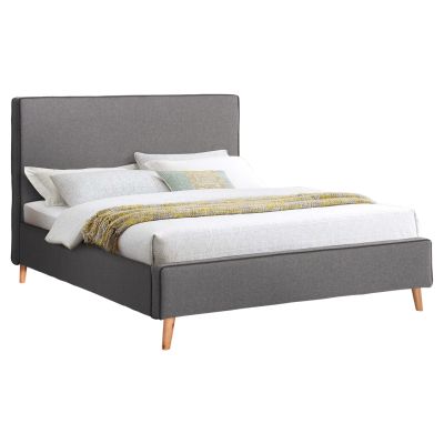 BED INDRA HM662.01 GREY FABRIC & DRAK GREY RAIL FOR MATTRESS 160x200cm.