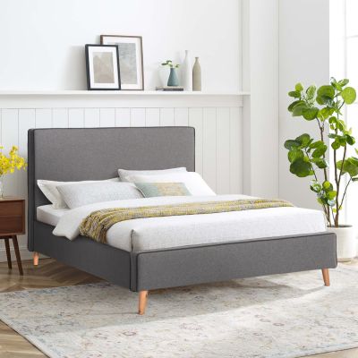 BED INDRA HM662.01 GREY FABRIC & DRAK GREY RAIL FOR MATTRESS 160x200cm.