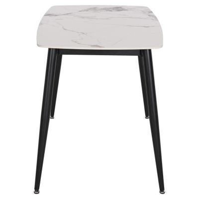 DINING TABLE RAVEN HM9854.01 CERAMIC TOP IN WHITE MARBLE-BLACK METAL LEGS 117,5x67,5x76Hcm.