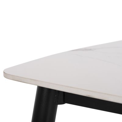 DINING TABLE RAVEN HM9854.01 CERAMIC TOP IN WHITE MARBLE-BLACK METAL LEGS 117,5x67,5x76Hcm.