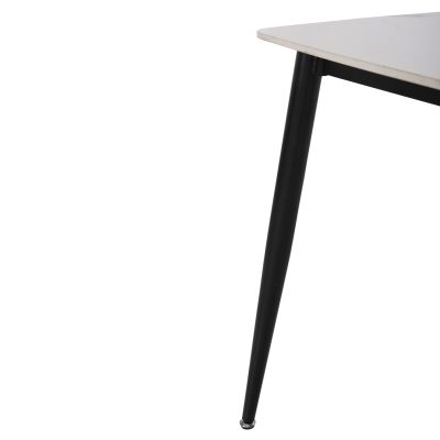 DINING TABLE RAVEN HM9854.01 CERAMIC TOP IN WHITE MARBLE-BLACK METAL LEGS 117,5x67,5x76Hcm.