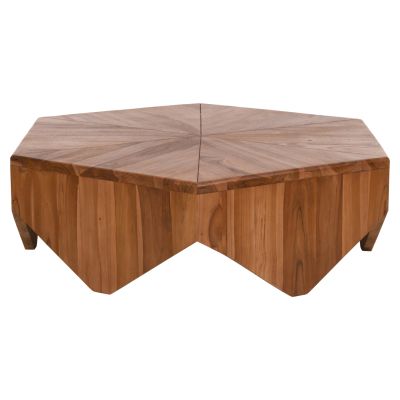 COFFEE TABLE HEXAGON HM9790 TEAK WOOD IN NATURAL  114x99x34Hcm.