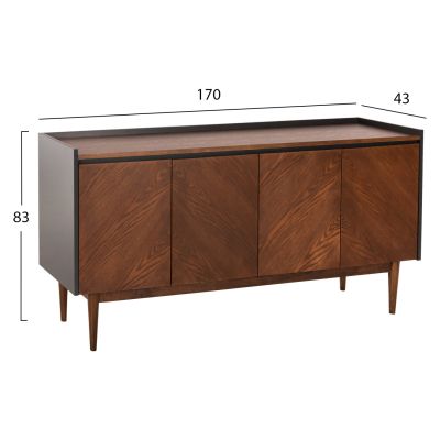 BUFFET BEEN HM9740 MDF IN WALNUT & DARK GREY VENEER 170x43x83Hcm.