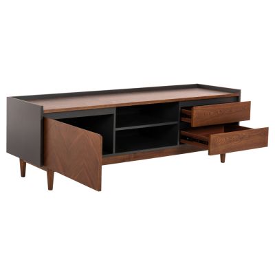 TV CABINET VEEN HM9741 MDF WITH WALNUT VENEER IN WALNUT AND DAREK GREY COLOR 170x40x50Hcm