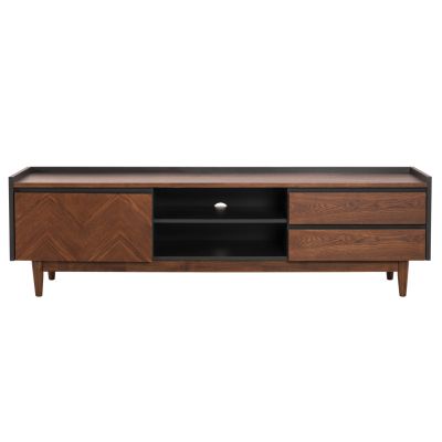 TV CABINET VEEN HM9741 MDF WITH WALNUT VENEER IN WALNUT AND DAREK GREY COLOR 170x40x50Hcm