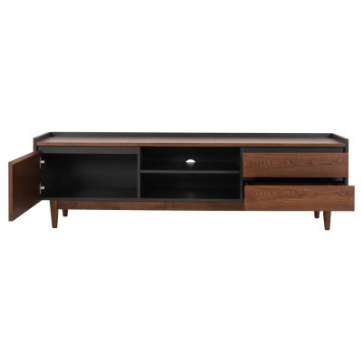 TV CABINET VEEN HM9741 MDF WITH WALNUT VENEER IN WALNUT AND DAREK GREY COLOR 170x40x50Hcm