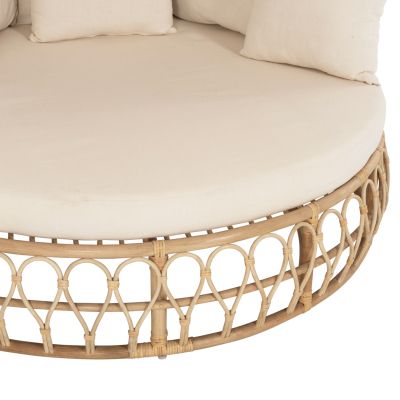 OUTDOOR ROUND SOFA MARJOM HM9765 NATURAL RATTAN-ECRU FABRIC Φ148x287Hcm.