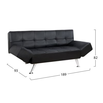 Sofa/Bed HM3001.02 Thom with folding arms Black PU 189x93x82 cm