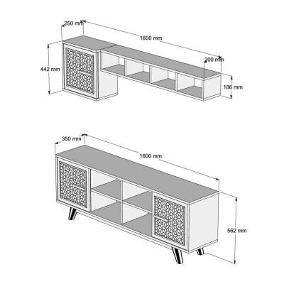 TV COMBO FURNITURE HM9516.01 MELAMINE IN WALNUT COLOR 160x35x56.2Hcm.