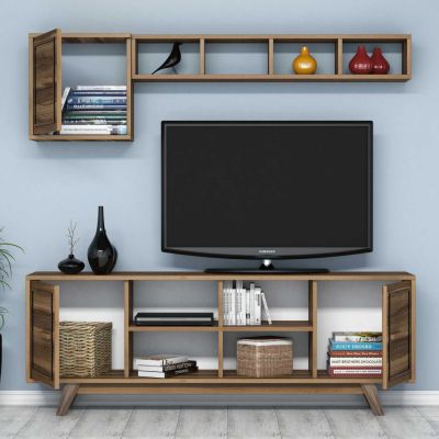 TV COMBO FURNITURE HM9516.01 MELAMINE IN WALNUT COLOR 160x35x56.2Hcm.