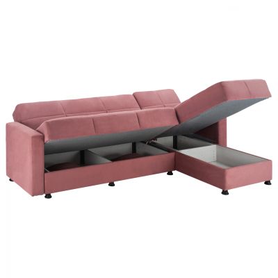 REVERSIBLE CORNER SOFA-BED WITH 2 STORAGE SPACES FB93135.02 DUSTY PINK 246x80-153x80cm.