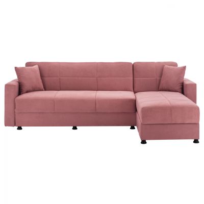 REVERSIBLE CORNER SOFA-BED WITH 2 STORAGE SPACES FB93135.02 DUSTY PINK 246x80-153x80cm.