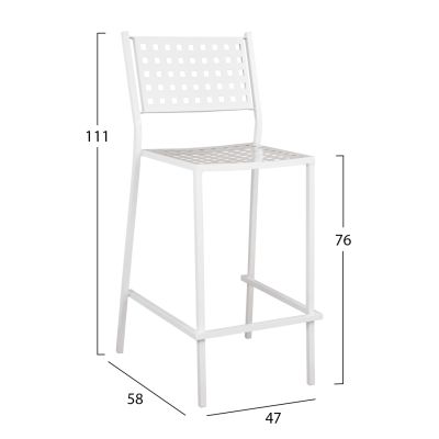 Бар стол Olympias Металик HM5528.02 Бял цвят 47x58x111см