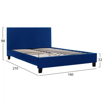 VELVET BLUE BED BECCA HM553.18 FOR MATTRESS 150x200 cm.