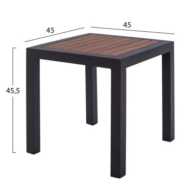 Aluminum Table HM5403.02 Grey with Polywood 45Χ45Χ45,5