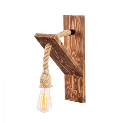 Wooden wall lamp with rope HM7302 11x21x40 cm.