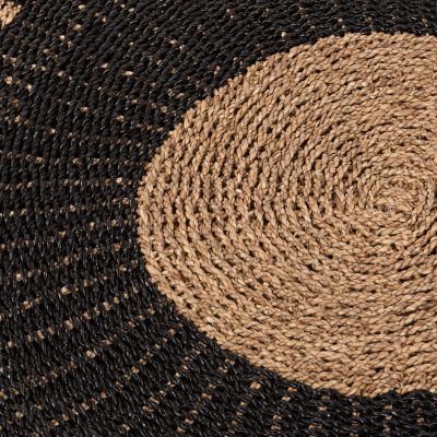 ROUND CARPET KIRKI HM7841 NATURAL SEAGRASS FIBERS IN BLACK-NATURAL COLOR Φ120cm.