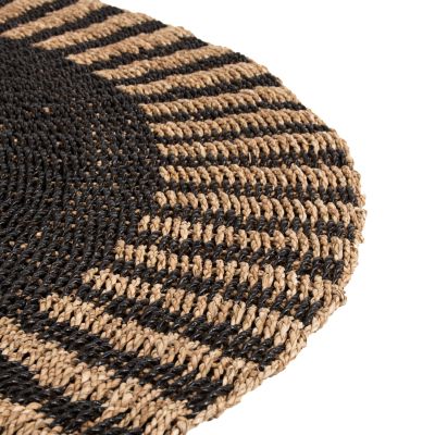 ROUND CARPET KIRKI HM7841 NATURAL SEAGRASS FIBERS IN BLACK-NATURAL COLOR Φ120cm.