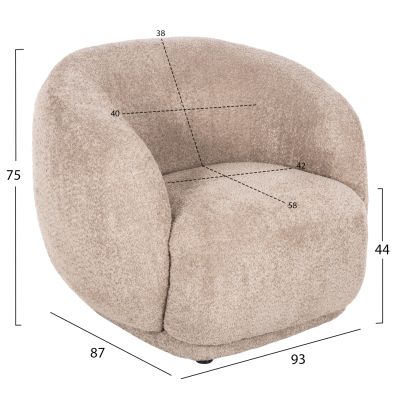 ARMCHAIR KARPEN HM9600.08 BEIGE BOUCLE FABRIC 93x87x78H cm.