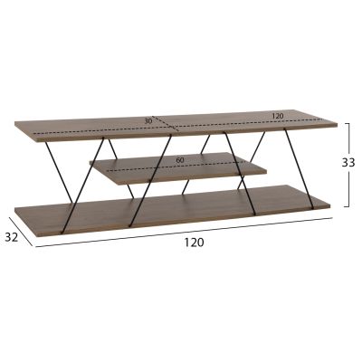 TV STAND TARS HM8922.13 MELAMINE OLIVE GREY 120x32x33Hcm.