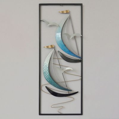 METAL WALL DECORATION HM7185 BLUE BLACK 28,5x3x74,5 cm.